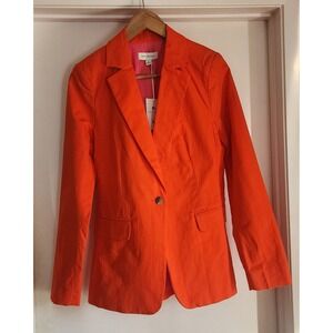 NWT Free Assembly Women's Orange Blazer Size S Single Button Lined Bright